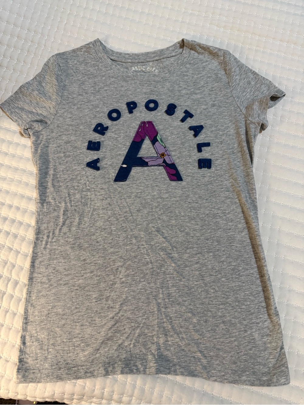 Aeropostale Grey Floral 'A' Logo Tee